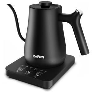 Chaleira Elétrica 800mL com Controle de Temperatura, 5 Predefinições, Aquecimento Rápido e Tampa Interna, 110V 1200W, Rafow, Preto Fosco