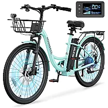 Bicicleta Elétrica 700W Pico, Quadro Alumínio 6061, Bateria 36V 10,4Ah, 64 km Autonomia, 7 Marchas, LCD Colorida, UL2849, Cor Verde Claro