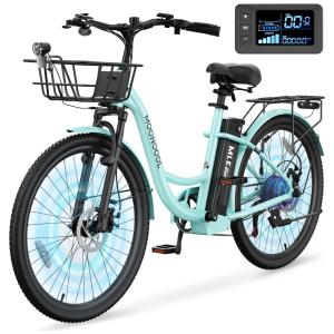 Bicicleta Elétrica para Adultos com Motor 700W Pico, Quadro em Alumínio 6061, Bateria Removível 36V 10,4Ah, Autonomia de até 64 km