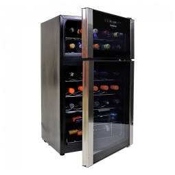 Koolatron Wine Fridge Wine Cooler 24 Garrafas, Armário para Champanhe, Vinho Branco e Tinto, Dupla Zona de Resfriamento Autônomo para Bar