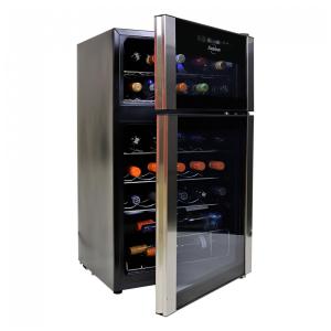 Koolatron Wine Fridge Wine Cooler 24 Garrafas, Armário para Champanhe, Vinho Branco e Tinto, Dupla Zona de Resfriamento Autônomo para Bar