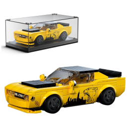 Kit de Construção Carro Challenger SRT Hellcat com 368 Peças e Vitrine de Acrílico para Crianças Acima de 8 Anos, Mold King, Amarelo