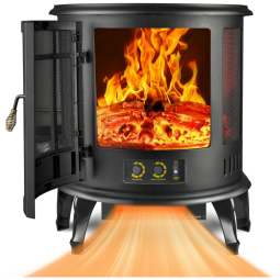 Lareira Elétrica Portátil com Efeito de Chamas Dançante Realista e Proteção Contra Superaquecimento, 110V 1500W, LifePlus, Preta