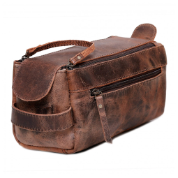 Necessaire Masculina de Couro, CUERO, Marrom