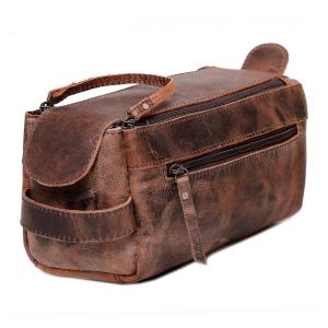 Necessaire Masculina de Couro, CUERO, Marrom