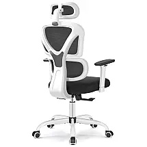 Cadeira de Escritório Ergonômica Giratória e Ajustável com Apoio 3D, Branca, KERDOM, Branco