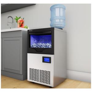 Máquina de Gelo Profissional Produz 45 Kg em 24H, Aço Inoxidável, 110V 300W, YITAHOME, Cinza