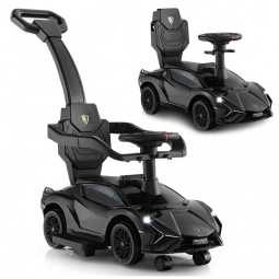 Carrinho de Passeio Infantil 3 em 1 com Alça, Música, USB, Farol e Compartimento Sob o Assento para Crianças de 1 a 5 Anos, INFANS, Preto