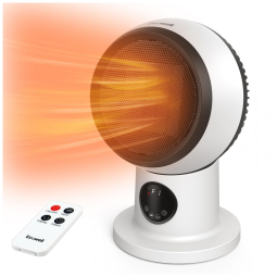 Aquecedor Elétrico Portátil de Cerâmica com Controle Remoto e Proteção Contra Superaquecimento, 1500W 110V, ECOWELL, Branco