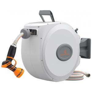 Mangueira de Jadim 18M com Enrolador Retrátil para Serviço Pesado e Trava de Qualquer Comprimento, Giraffe Tools CW20, Cinza