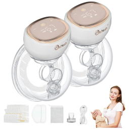 Bomba Tira Leite Elétrica Portátil com 3 Modos, 9 Níveis de Sucção, Visor Digital e Baixo Ruído, 2 Unidades, Onlyeah, Branco e Rosa