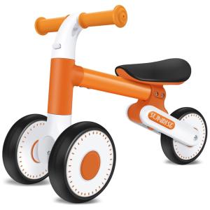 Bicicleta sem Pedal com Altura Ajustável e Guiador para Crianças de 1 a 3 Anos, MESTUEL, Laranja