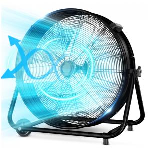Ventilador Industrial de Tambor LifePlus 61 cm Preto, Alta Velocidade 8900 CFM, 3 Velocidades, Inclinação Ajustável 360°, Modelo FGD-24T