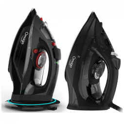 Ferro de Passar a Vapor em Aço Inoxidável, 110V, OMAIGA, Preto