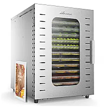 Desidratador de Alimentos Ausegia Preto e Prata 12 Bandejas 1200W 110V Grande Capacidade