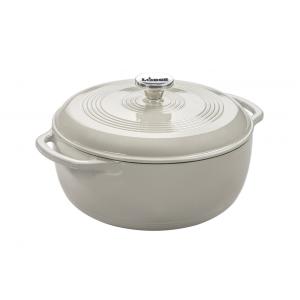EC6D34 Panela de Ferro Fundido 6 Litros Forno Holandês Esmaltado e Antiaderente, Ostra, LODGE EC6D13, Branco