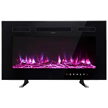 Lareira Elétrica de Embutir A41x91L com Controle Remoto e Luz de LED, 1500W, 110v, MAXHONOR, Preto
