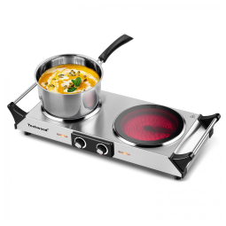 Coooktop Fogão Elétrico Cerâmica Infravermelho 110V 1800W Aço Inoxidável, TECHWOOD, Prateado