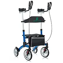 Andador Adulto Idoso com Apoio de Braço, Assento Acolchoado e Cesto, Suporta até 136 kg, BEYOUR WALKER, Azul