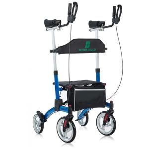 Andador Adulto Idoso com Apoio de Braço, Assento Acolchoado e Cesto, Suporta até 136 kg, BEYOUR WALKER, Azul