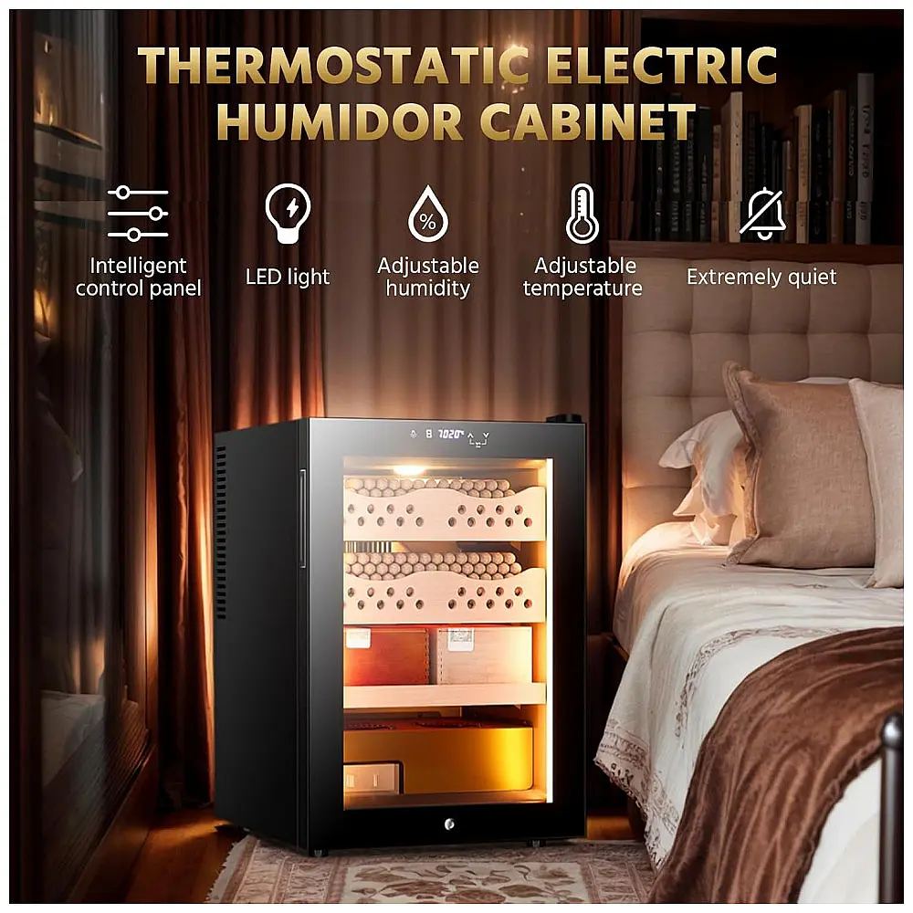 Adega Refrigerada Elétrica Cigarwong 50L Preta com Controle de Temperatura e Umidade 110V — foto 2