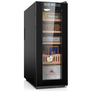 Umidor para Charutos Elétrico 35L com Gaveta de Cedro Espanhol, Capacidade Para 230 Charutos e Luz Noturna, 110V, FADHOLE, Preto