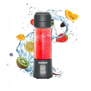 Liquidificador Pessoal Portátil 530mL com USB-C Recarregável, Lâmina de 6 Peças para Triturar Gelo e Sem BPA, Nuwave, Cinza