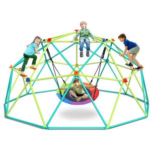 Hapfan - Conjunto de Balanço com Domo de Escalada de 3 metros e Balanço em Forma de Disco, Playground para Crianças ao Ar Livre