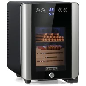 Umidor Elétrico para Charutos 8L com Prateleiras e Higrômetro, 110 Volts, JINJUNYE, Preto