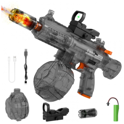 Pistola de água elétrica transparente QHECTTY preta tanque 800 ml alcance longo bateria recarregável