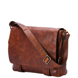 Bolsa Maleta de Couro Unissex para Laptop, Conhaque, FRYE, Marrom