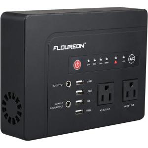 Estação de Energia Portátil 200W Saida 120V AC e USB 5V 3.1A Bateria de Lítio Lanterna de LED 1,5kg