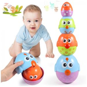 Conjunto de brinquedos de Páscoa empilháveis OKKIDY 8 peças pintinhos e ovos plásticos educativos