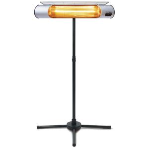 Aquecedor Externo Elétrico com Tripé, Controle Remoto e à Prova de Intempéries Resiste à Chuva, 110V 1000W, HeatMate, Prata