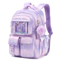 Mochila escolar PIG PIG GIRL roxa concha estilo ita bag, 21,8 L