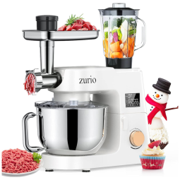 Batedeira de Bancada ZURIO 6.5L com 6 Velocidades, Aço Inoxidável, 660W, 110V, Branco