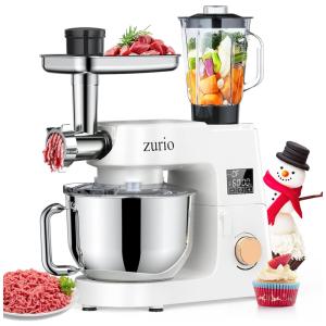 Batedeira de Bancada ZURIO 6.5L com 6 Velocidades, Aço Inoxidável, 660W, 110V, Branco