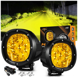 Farol de Milha LED com 9000 Lúmens e Luz Amarela 9 a 32V, 90W, 2Un, Auxbeam, Preto