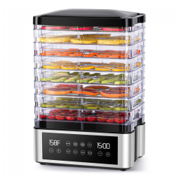 Desidratador de Alimentos, 8 Bandejas em Aço Inoxidável com Controle de Tempo e Temperatura, Ideal para Jerky, Frutas, Vegetais, Tupoyi