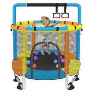 Cama Elástica Infantil com Rede de Segurança e Barras de Ginástica para Crianças de 1 a 8 Anos, SZBOB, Azul