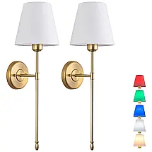 Conjunto de Luminária de Parede Recarregável, Sem Fio com Estilo Moderno e Controle Remoto, 2 Peças, 220V, Jengush, Dourado