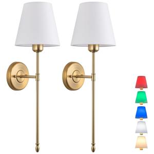 Conjunto de Luminária de Parede Recarregável, Sem Fio com Estilo Moderno e Controle Remoto, 2 Peças, 220V, Jengush, Dourado