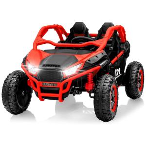 Carro Elétrico Infantil, Jeep Off-Road com Controle Remoto, 2 Lugares, Luz LED, Estrutura de Metal, Pneus EVA, Buzina e 3 Velocidades, 24V