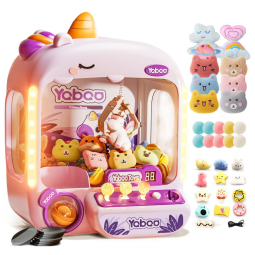 Máquina de Garra Unicornio Vanvimen Rosa para Crianças, Mini Arcade de Brinquedos e Doces com Prêmios Recarregáveis e Dispenser Interativo