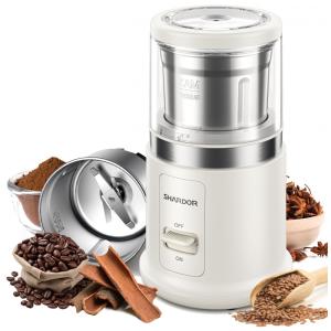 Moedor de café elétrico SHARDOR branco com copo inox removível, baixo ruído 60 dB, capacidade 70 g, 110V
