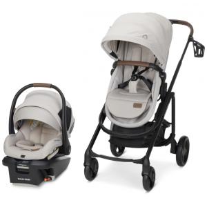 Carrinho de Bebê Travel System com Ventilação Embutida e Viseira Retrátil na Capota, Maxi-Cosi Tayla, Branco Areia do Deserto