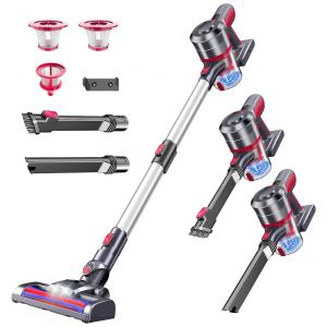 Aspirador de Pó sem Fio 4 em1 Potente 25Kpa com 35 Min de Ação, 110V, Foppapedretti, Cinza e Vermelho