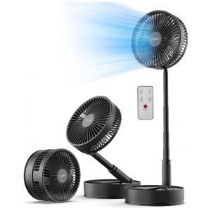 Ventilador de Mesa USB Dobrável e Portátil com 4 Velocidades e Controle Remoto, 110V, ZOOLB ZD201 , Preto