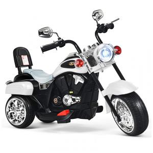 Moto Elétrica Infantil a Bateria 6V 3 Rodas com Sons e Luzes, Idade Rec 3 a 5 Anos, Branca, HONEY JOY, Branco