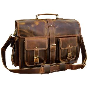 VC VINTAGE COUTURE Bolsa, Pasta de Couro Masculina para Laptop, Marrom